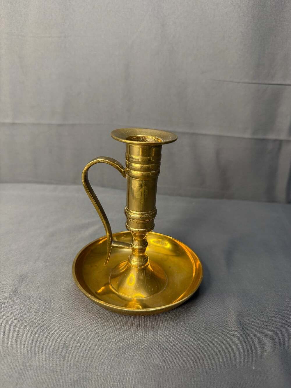 Vintage Brass Chamber Stick Candle Holder With Handle 5 Inch